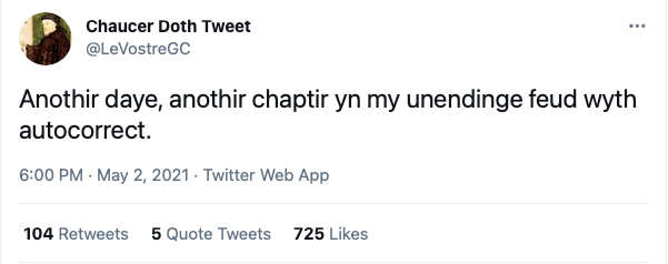 How to Start Creative Writing | Screenshot of a tweet by the Twitter account "Chaucer Doth Tweet"