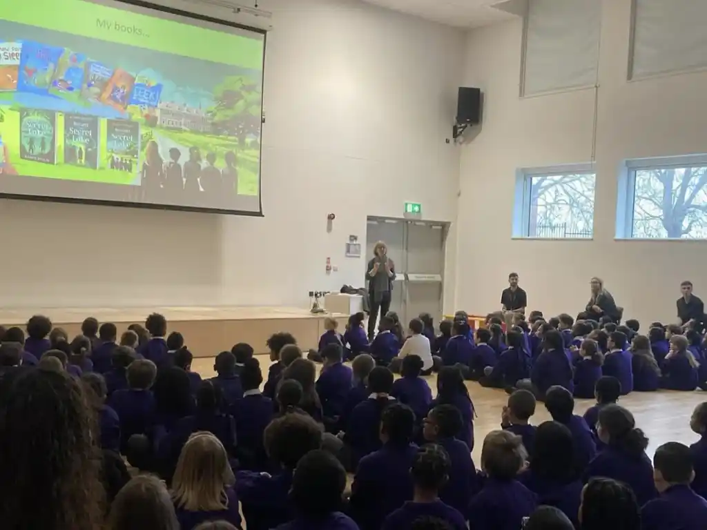 Karen Inglis presentating her work at school